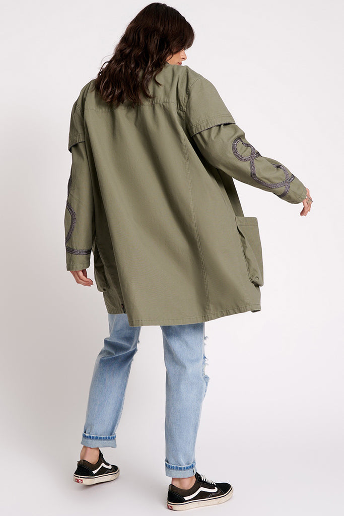 One Teaspoon Cargo Throwover Jacket Khaki