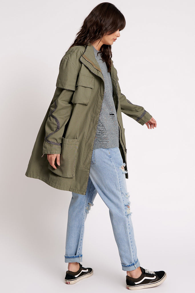 One Teaspoon Cargo Throwover Jacket Khaki