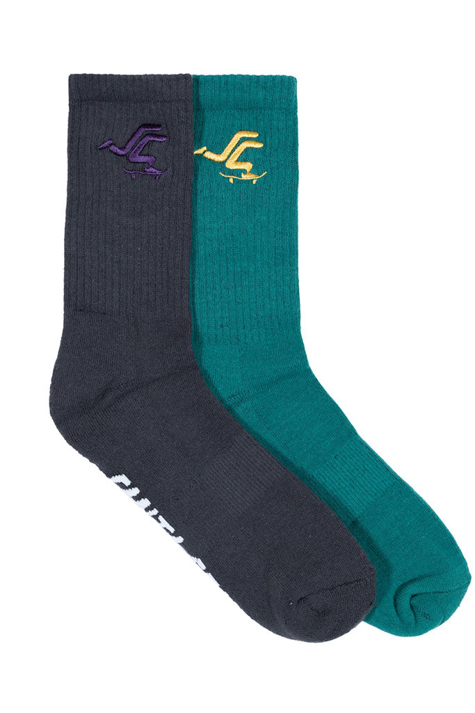 Santa Cruz Pusher Sock Washed Blk-Dark Green