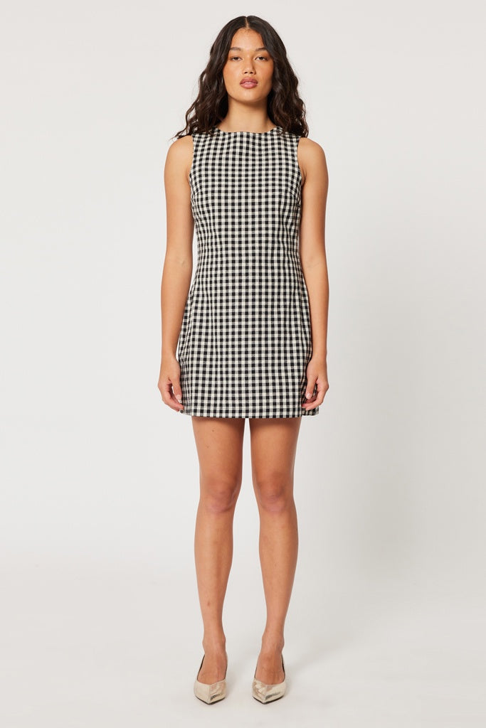 Rollas Shift Dress Gingham Black