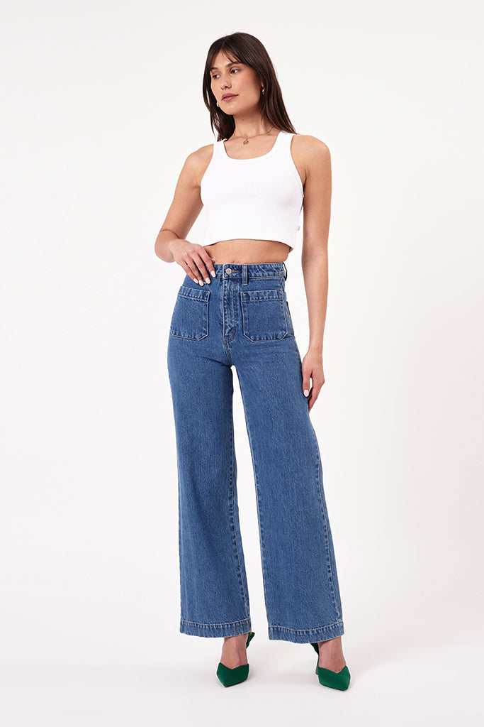 Rollas Heavy Rib Toni Crop Vintage White