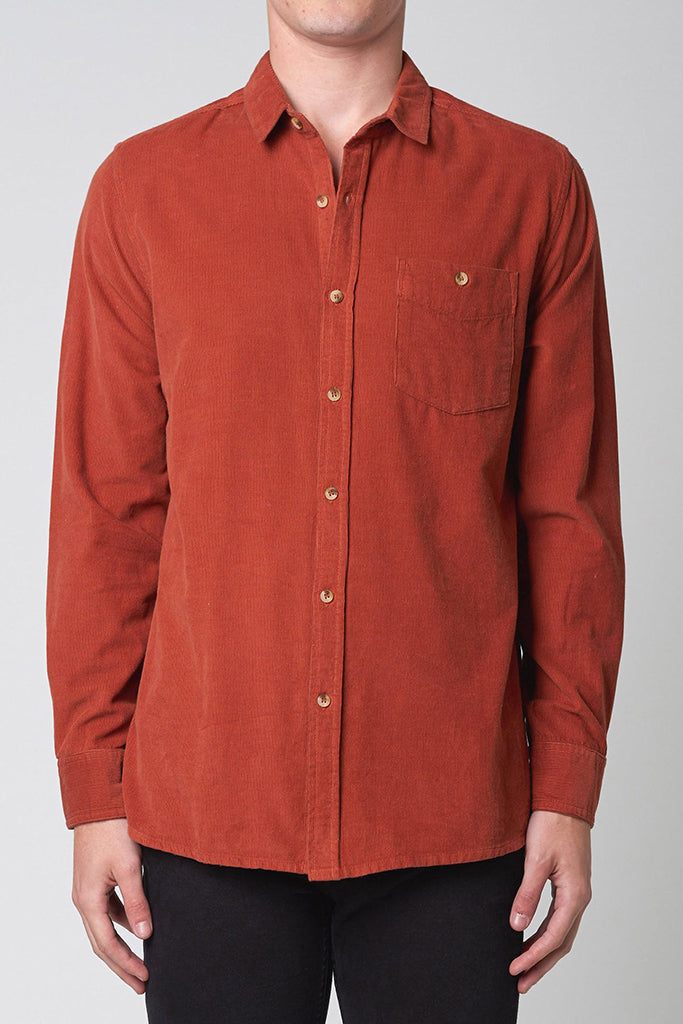 Rollas Men At Work Cord Shirt Orange