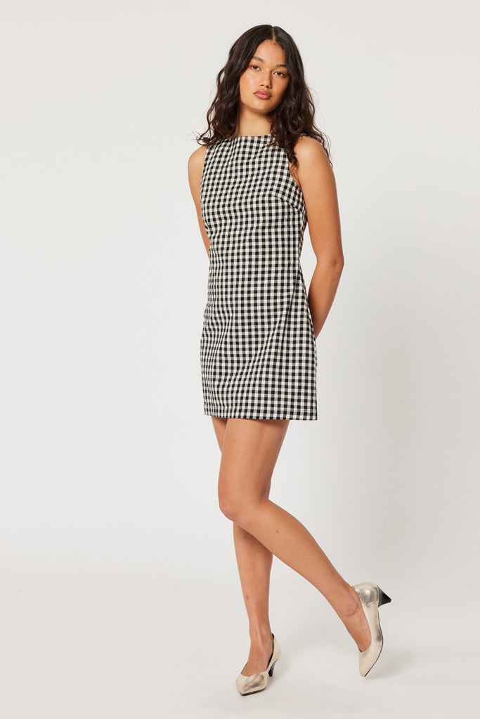 Rollas Shift Dress Gingham Black