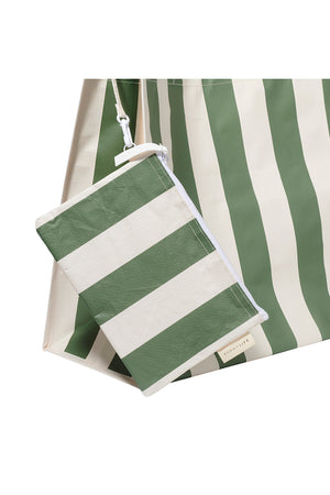 SunnyLife Carryall Beach Bag The Vacay Olive Stripe