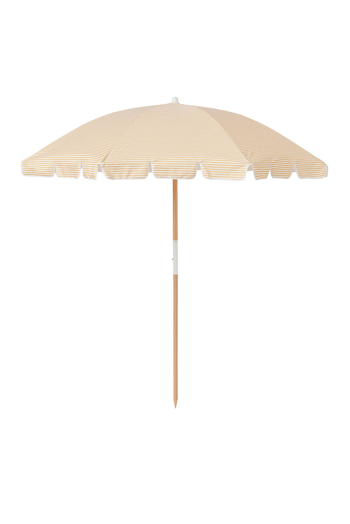 SunnyLife Beach Umbrella Mango Bay Golden Mustard Stripe