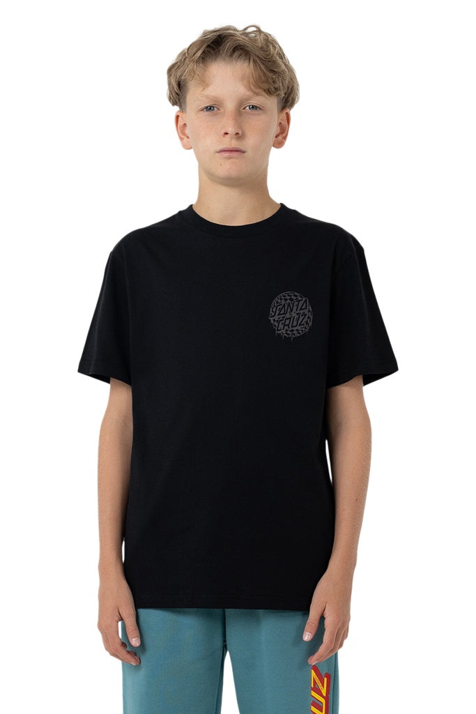 Santa Cruz Youth Check Waste Dot Mono Reflect Short Sleeve Tee Black