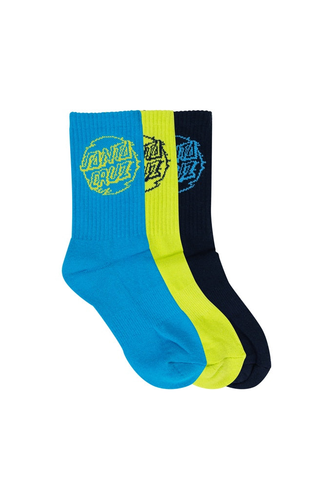 Santa Cruz Youth Vivid Dot Mono Crew Sock Navy-Lime-Turquoise