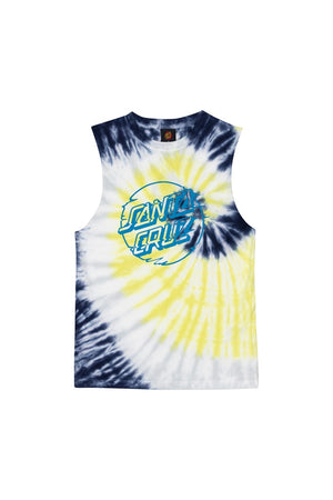 Santa Cruz Youth Vivid Dot Mono Front Muscle Navy Tie Dye