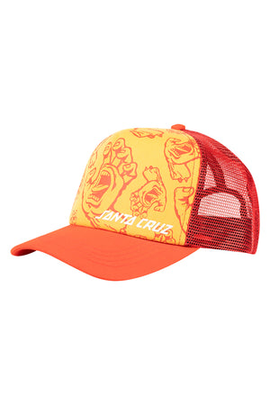 Santa Cruz Youth Crowded Hand Hollow Trucker Cap Yellow