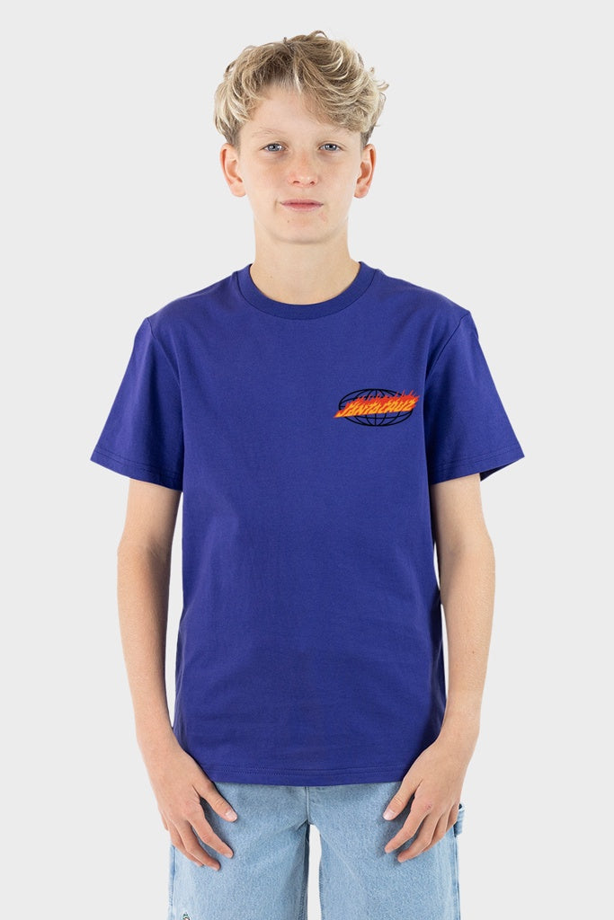 Santa Cruz Youth Global Flame Dot Tee Dark Blue