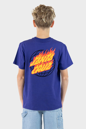 Santa Cruz Youth Global Flame Dot Tee Dark Blue