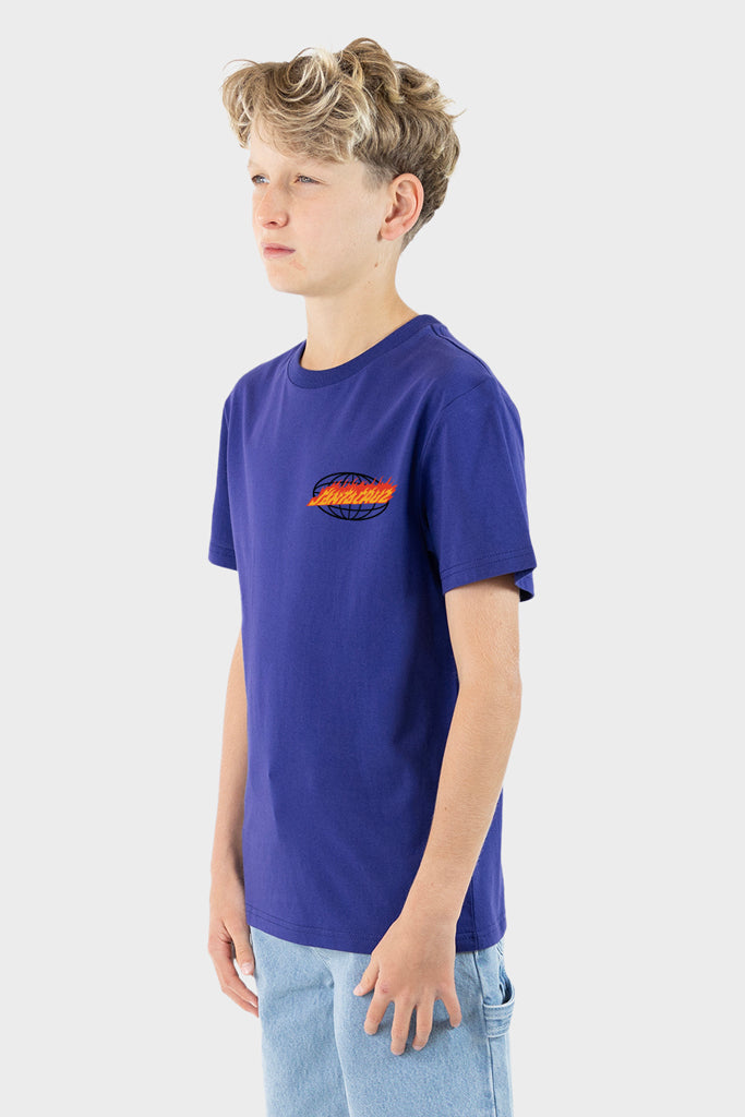 Santa Cruz Youth Global Flame Dot Tee Dark Blue