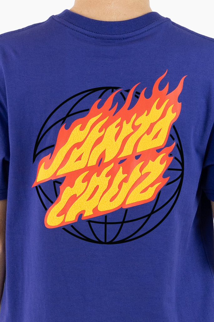 Santa Cruz Youth Global Flame Dot Tee Dark Blue