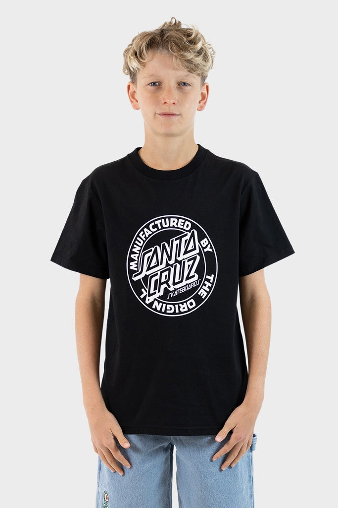 Santa Cruz Youth Mfg Dot Front Short Sleeve Tee Black