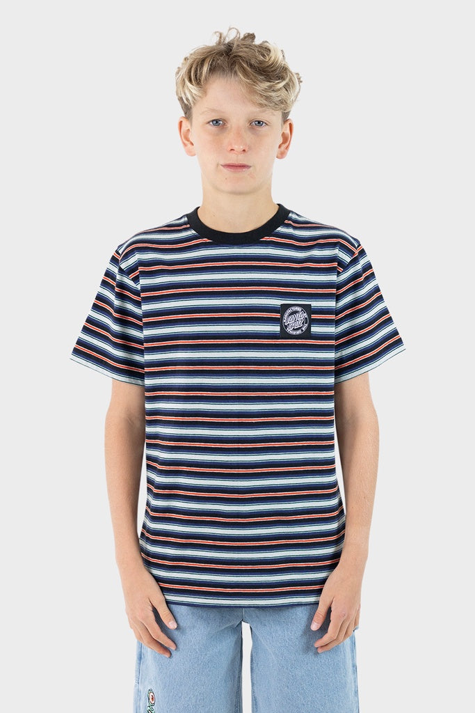 Santa Cruz Youth Mfg Dot Patch Chest Tee Multi Stripe