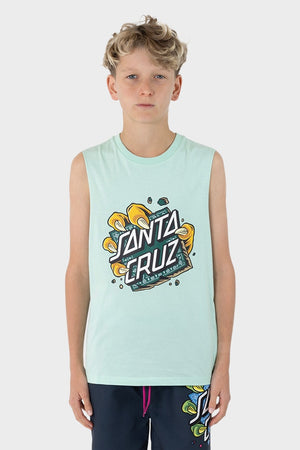 Santa Cruz Youth Johnson Beast Dot Stack Muscle Tee Aqua