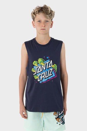 Santa Cruz Youth Johnson Beast Dot Stack Tee Navy