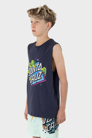 Santa Cruz Youth Johnson Beast Dot Stack Tee Navy