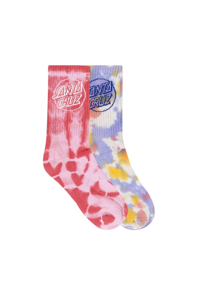 Santa Cruz Youth Opus Dot Crew Sock Rose Tie Dye-Iris Tie Dye