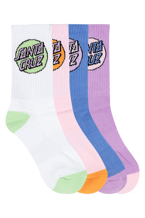 Santa Cruz Youth Other Dot Crew Sock White-Purple-Pnk-Blue