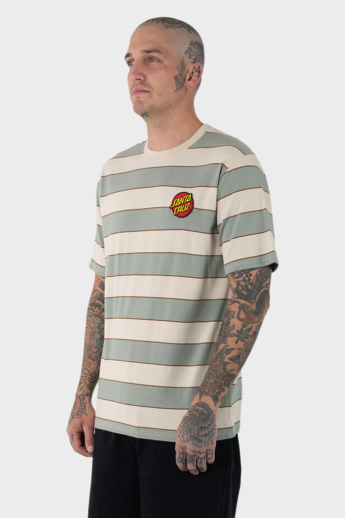 Santa Cruz Classic Dot Patch Tee Light Khaki Stripe