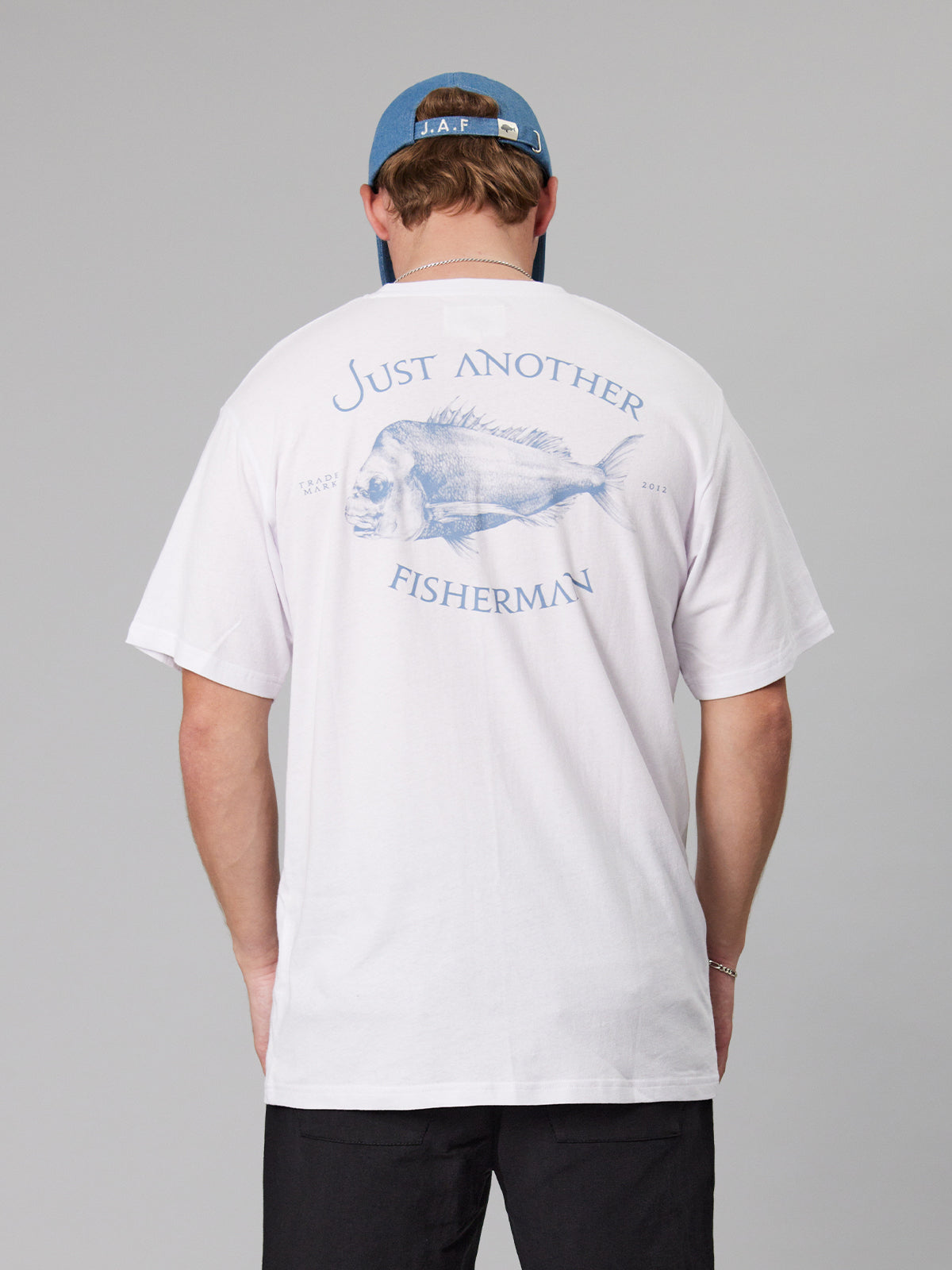 Just Another Fisherman Snapper Logo Tee White/Blue