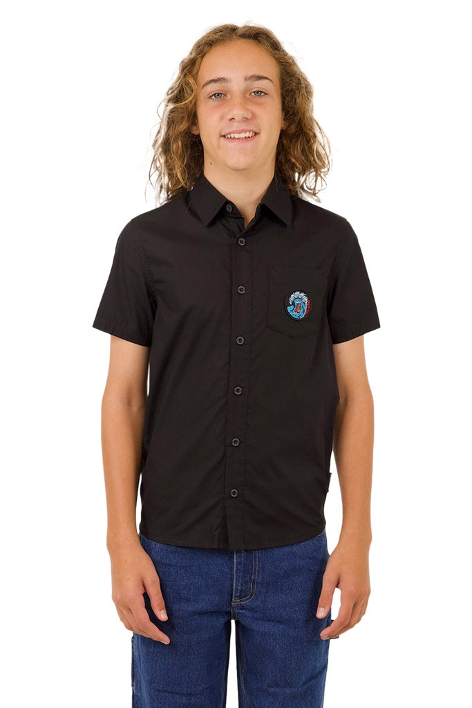 Santa Cruz Youth Screaming Wave Patch S/S  Shirt Black