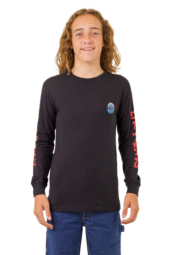 Santa Cruz Youth Screaming Wave Sleeves L/S Tee Black