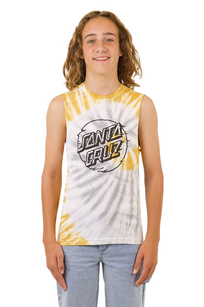 Santa Cruz Youth Vivid Dot Mono Front Muscle Tan Tie Dye