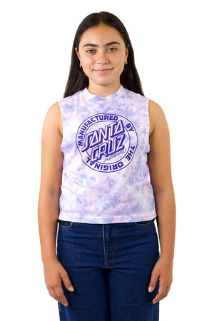 Santa Cruz Youth Mfg Dot Mono Front Muscle Pale Pink Tie Dye