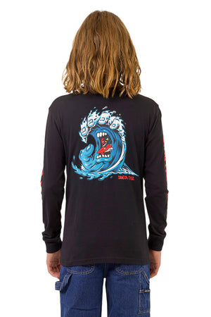 Santa Cruz Youth Screaming Wave Sleeves L/S Tee Black