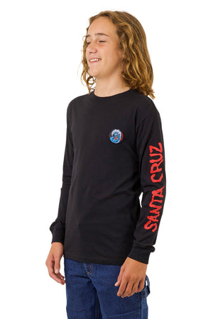 Santa Cruz Youth Screaming Wave Sleeves L/S Tee Black