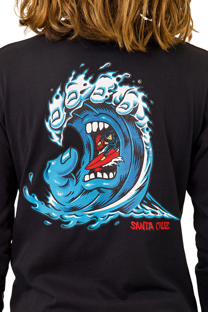 Santa Cruz Youth Screaming Wave Sleeves L/S Tee Black