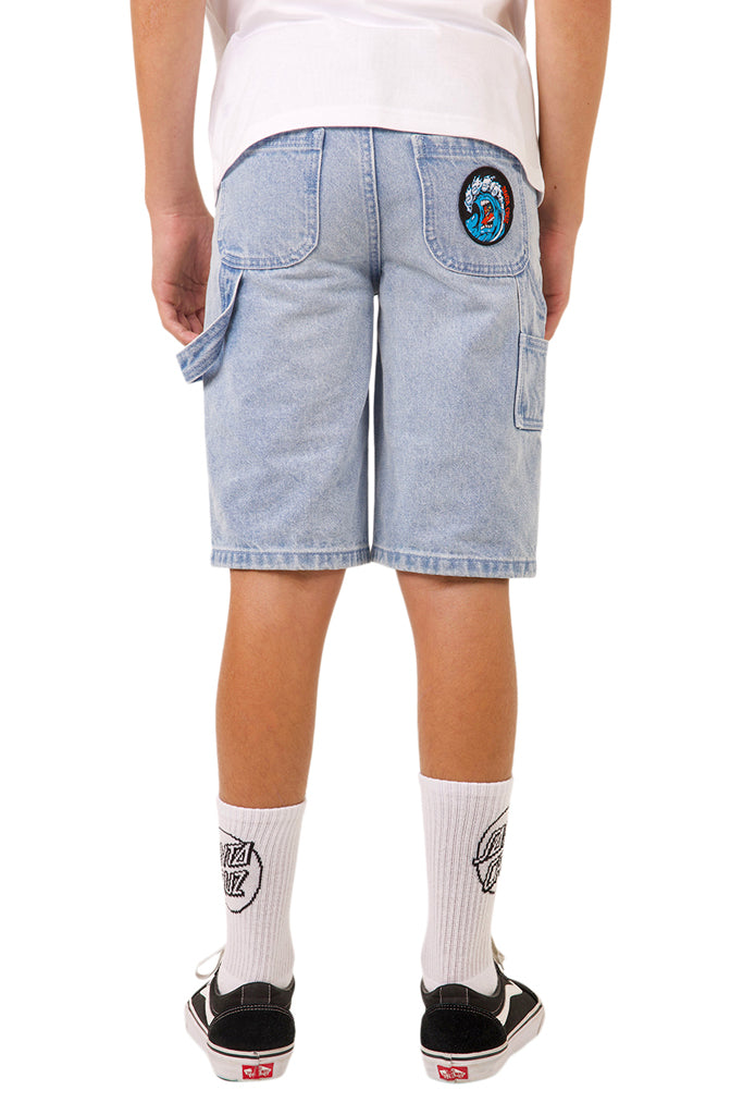 Santa Cruz Youth Screaming Wave Patch Carpenter Short Light Indigo