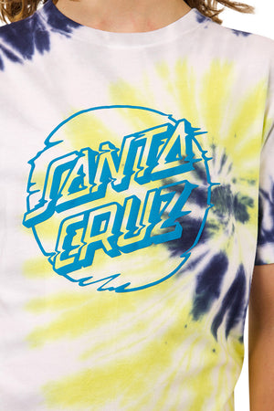 Santa Cruz Youth Vivid Dot Mono Front Tee Navy Tie Dye