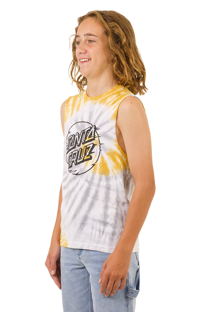 Santa Cruz Youth Vivid Dot Mono Front Muscle Tan Tie Dye