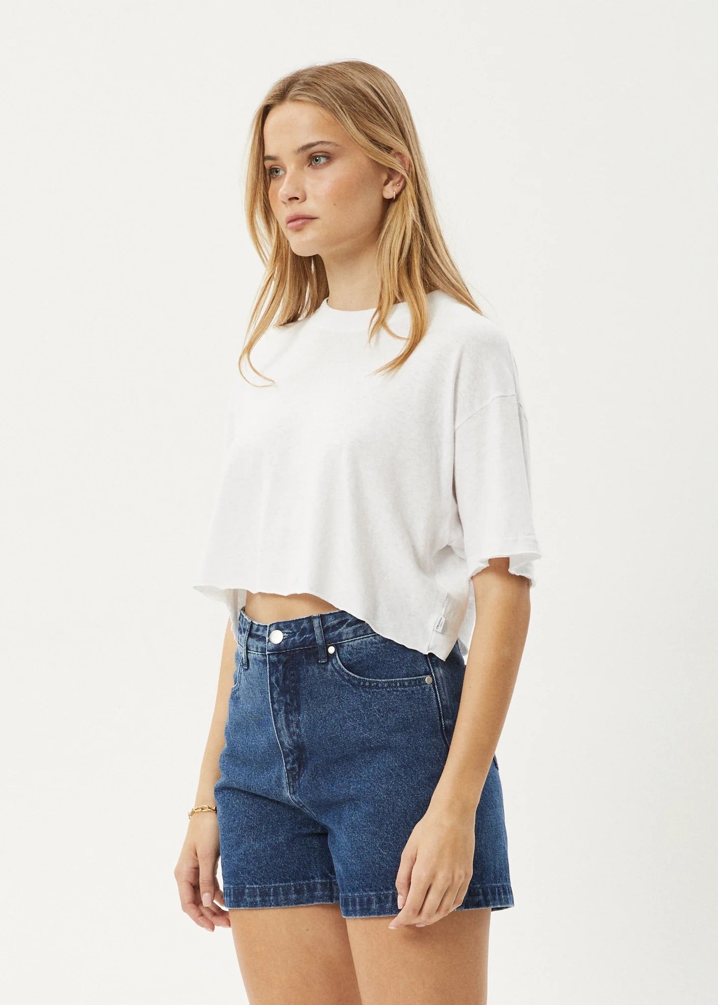 Afends Slay Cropped Oversized Tee White