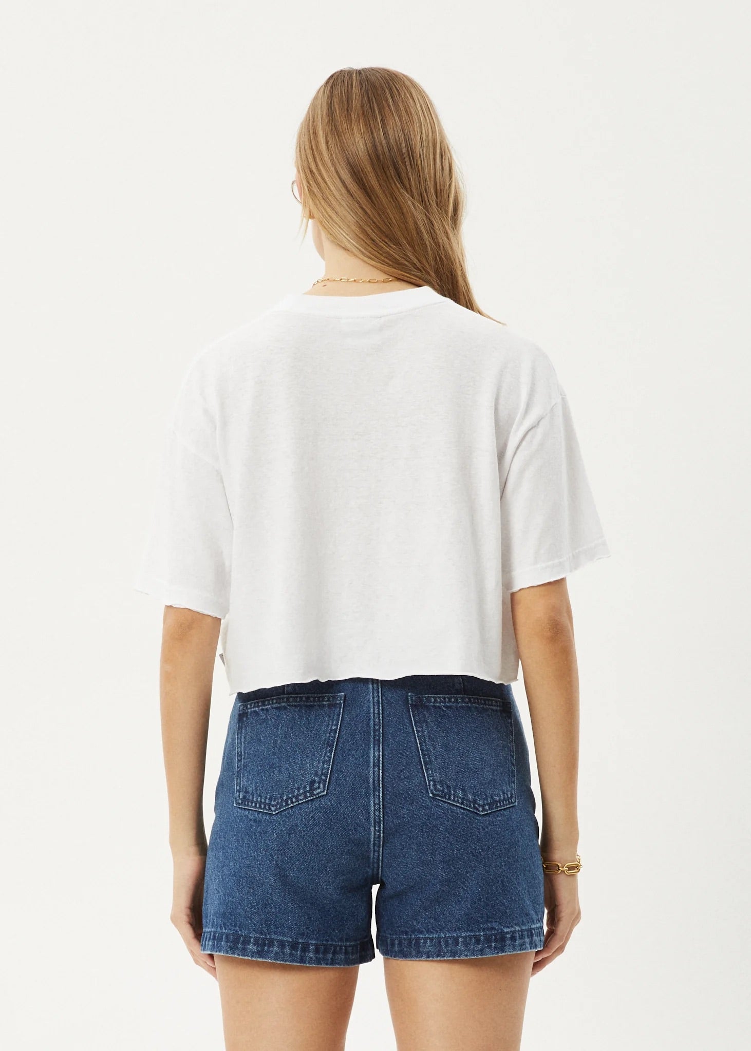 Afends Slay Cropped Oversized Tee White