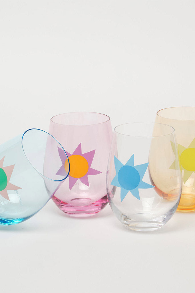 SunnyLife Stemless Glass Tumblers Utopia Multi Set of 4