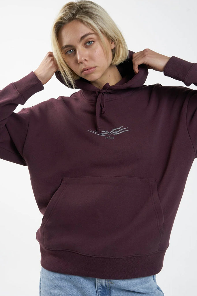 Thrills Easy Going Fleece Hood Wine