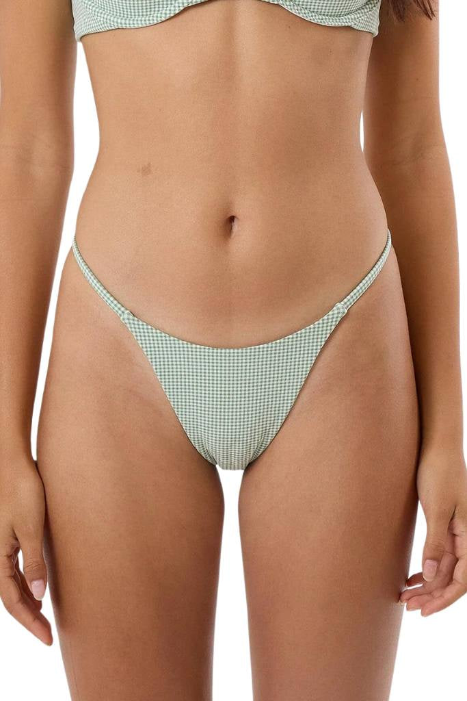 Thrills Lou Gingham Micro Bikini Bottom Elm Green