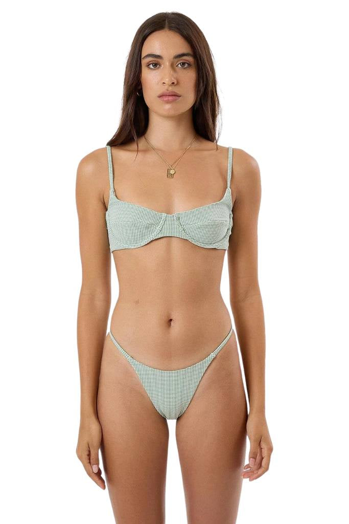 Thrills Lou Ginham Underwire Bikini Top Elm Green