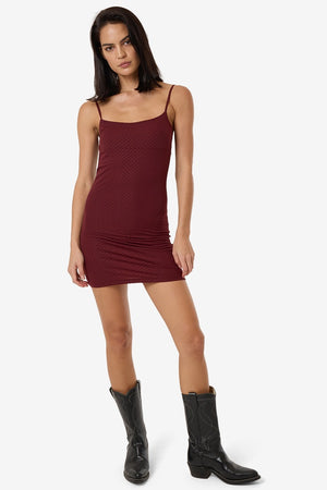 Thrills Petra Mesh Mini Dress Dark Cherry