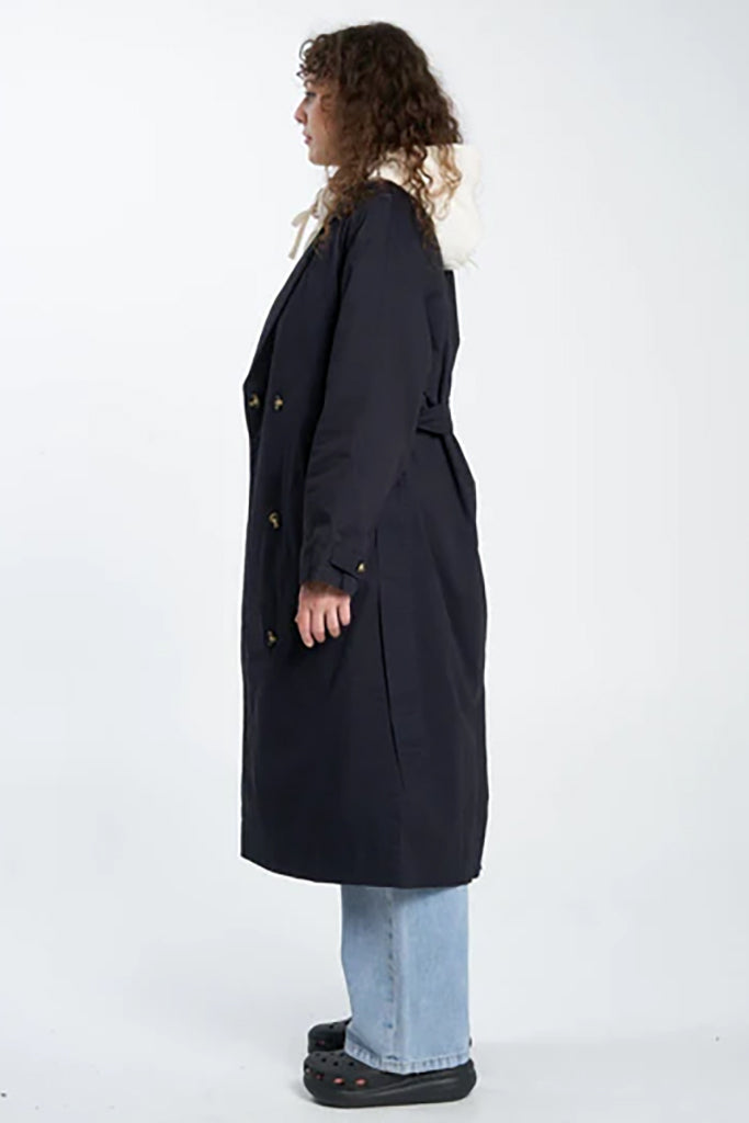 Thrills Adrianna Trench Coat Midnight Blue