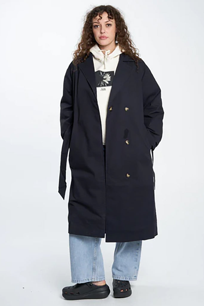 Thrills Adrianna Trench Coat Midnight Blue