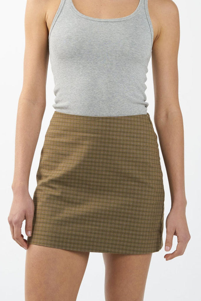 Thrills Dawson Plaid  Skirt Mustard Gold