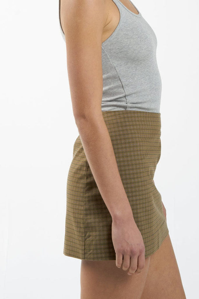 Thrills Dawson Plaid  Skirt Mustard Gold