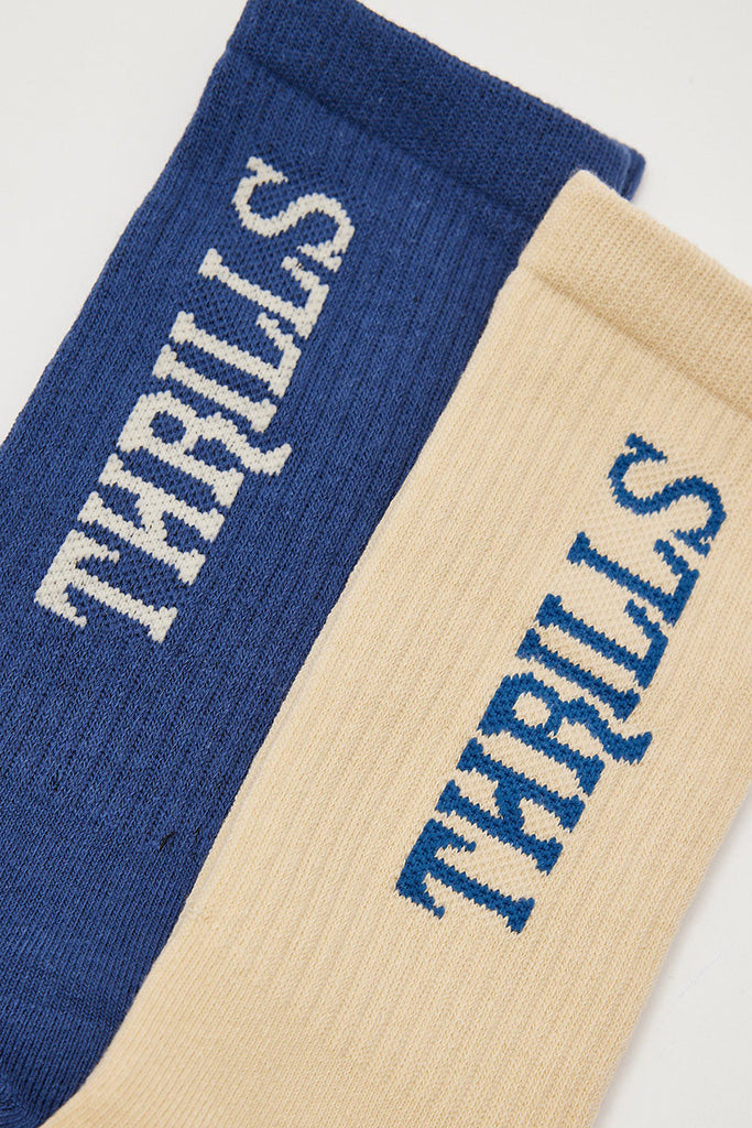 Thrills Healing Rays 2 Pack Sock Botanical Blue - Pavement