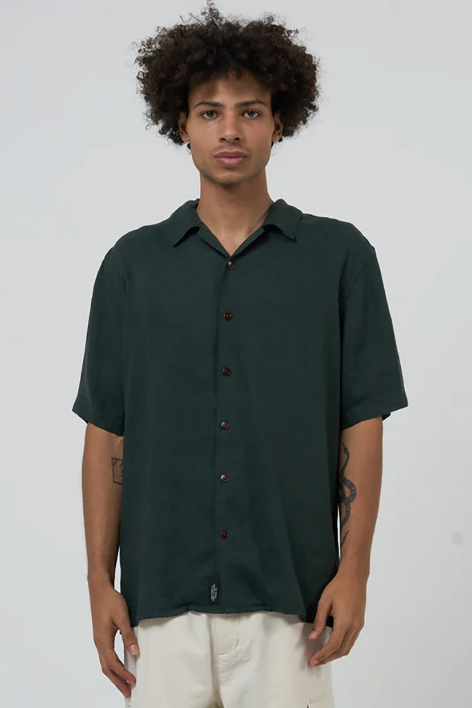 Thrills Hemp Minimal Thrills Bowling Shirt Deep Emerald