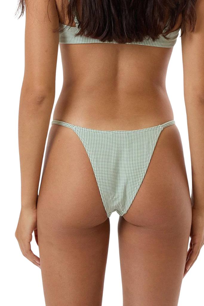 Thrills Lou Gingham Micro Bikini Bottom Elm Green